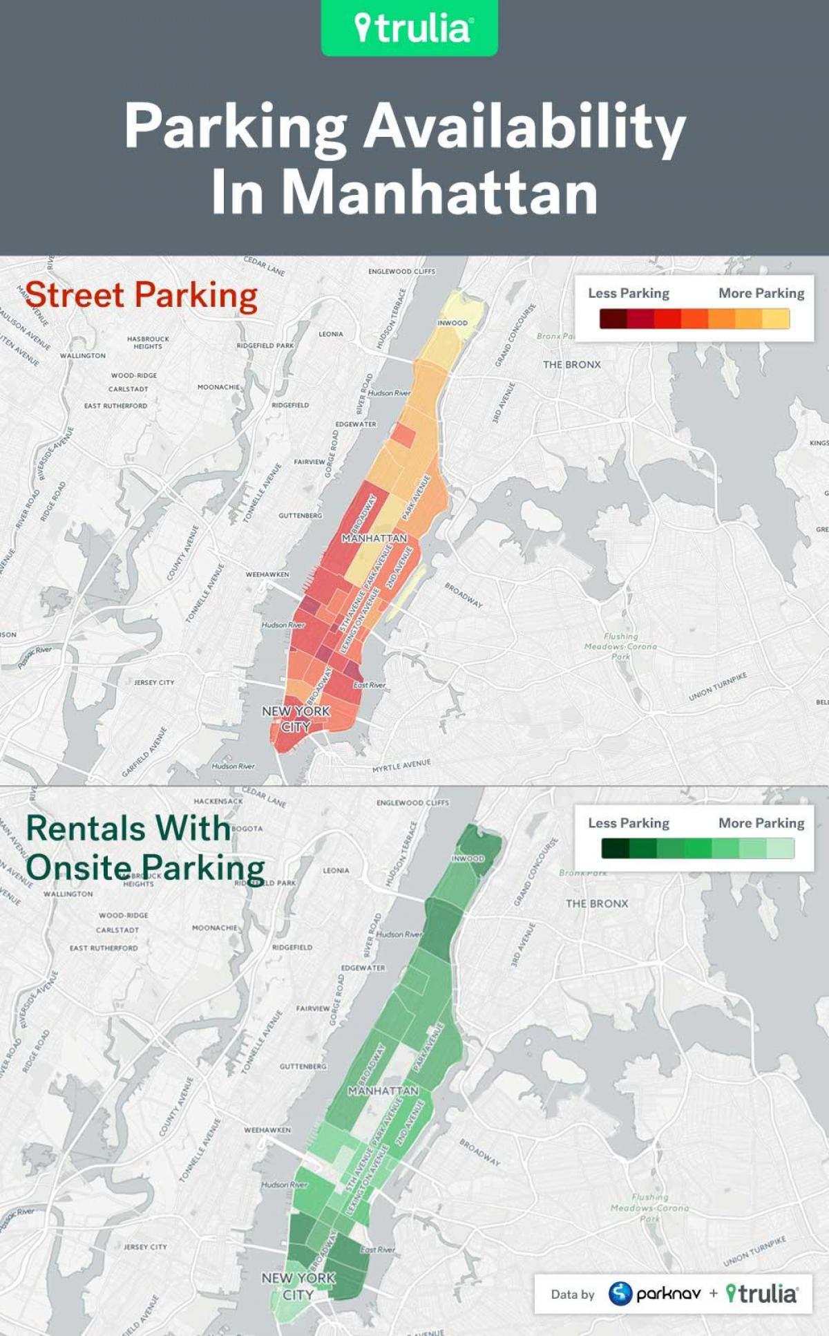 NYC parkiranja zemljevid Manhattan