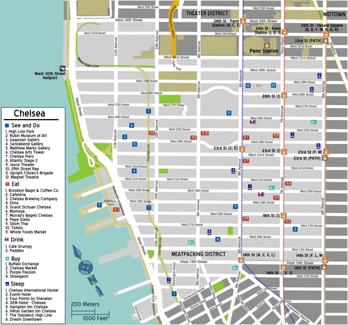 zemljevid Chelsea Manhattan