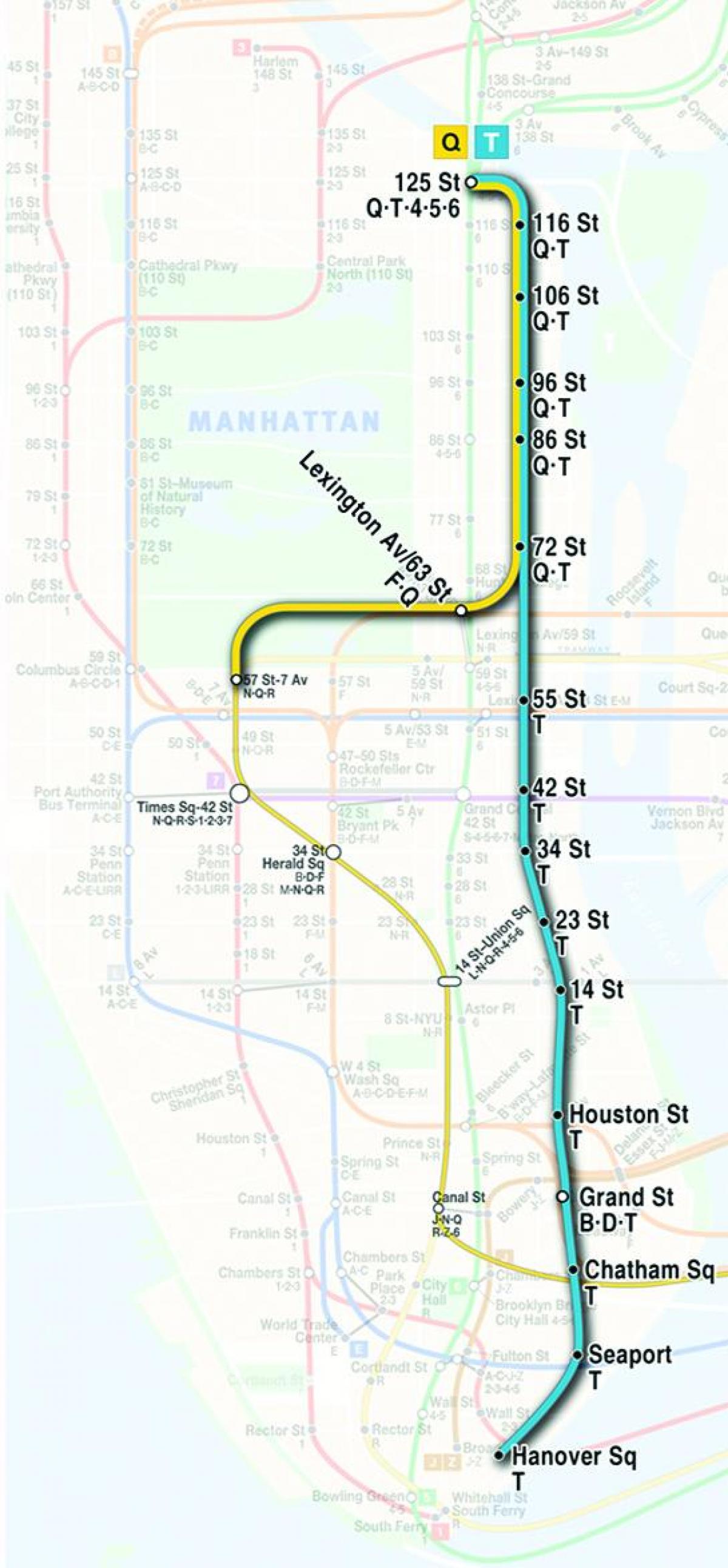 zemljevid drugi avenue podzemne železnice