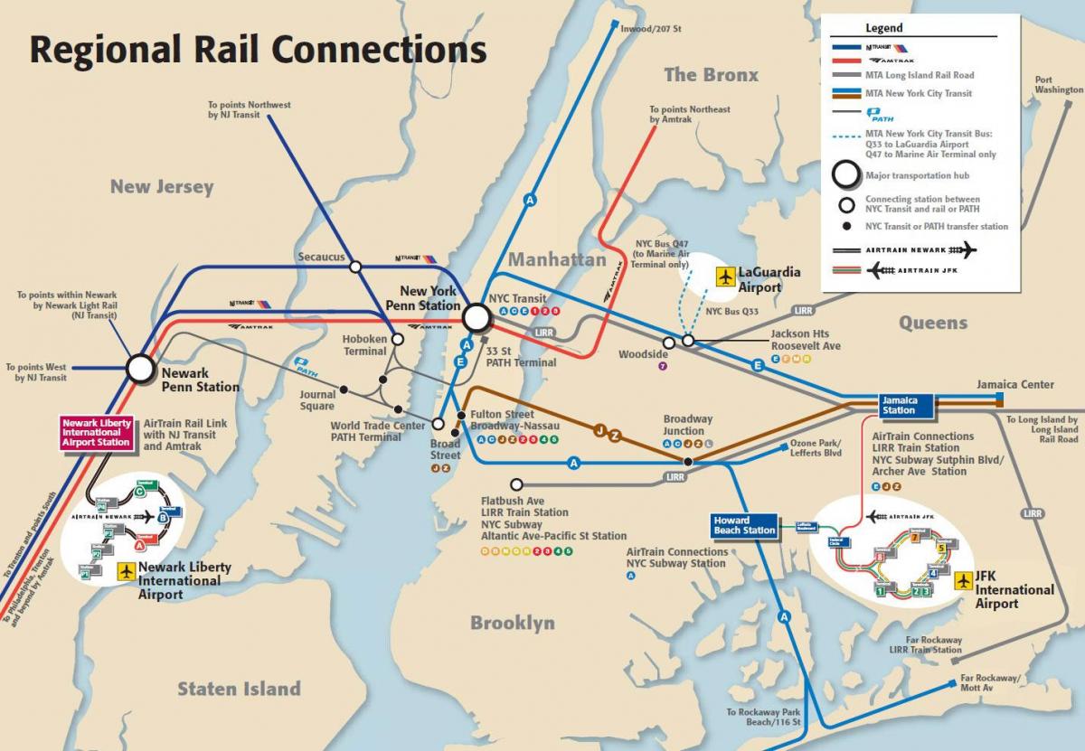 JFK, da Manhattan zemljevid podzemne železnice
