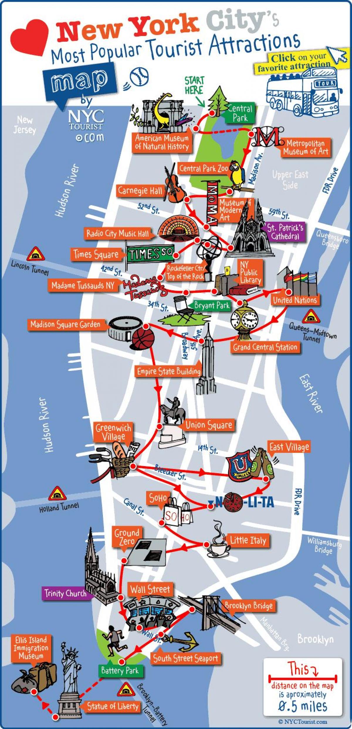 zemljevid Manhattan, New York zanimivosti