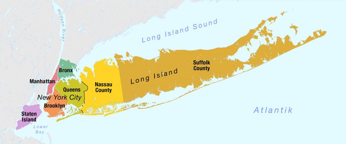 zemljevid New York Manhattan in long island