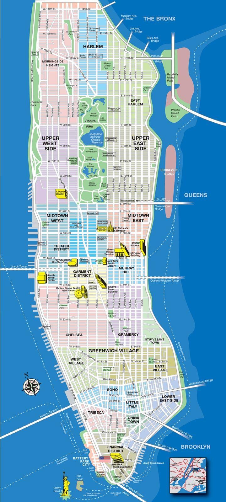 zemljevid otok Manhattan