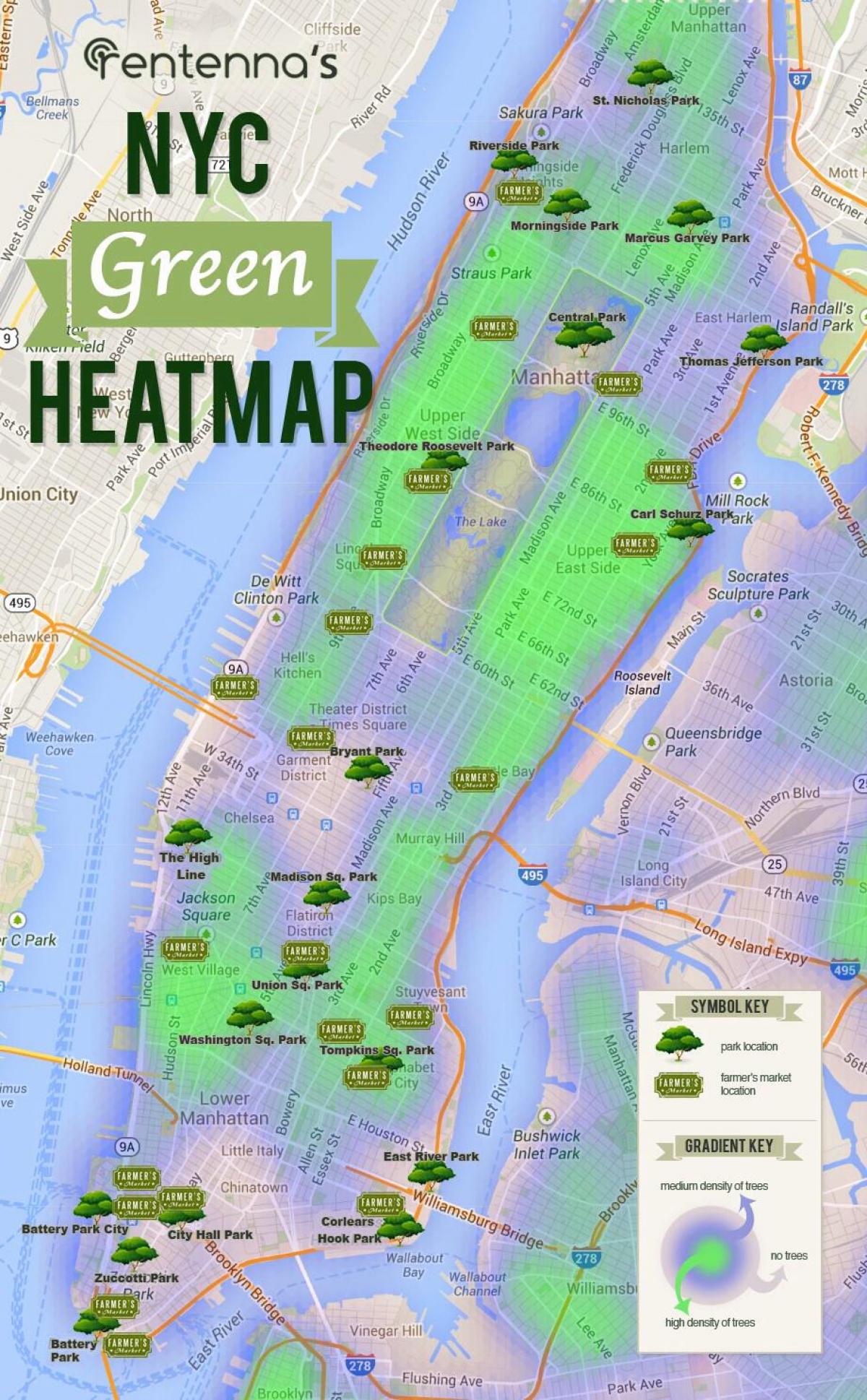 zemljevid Manhattan parkov