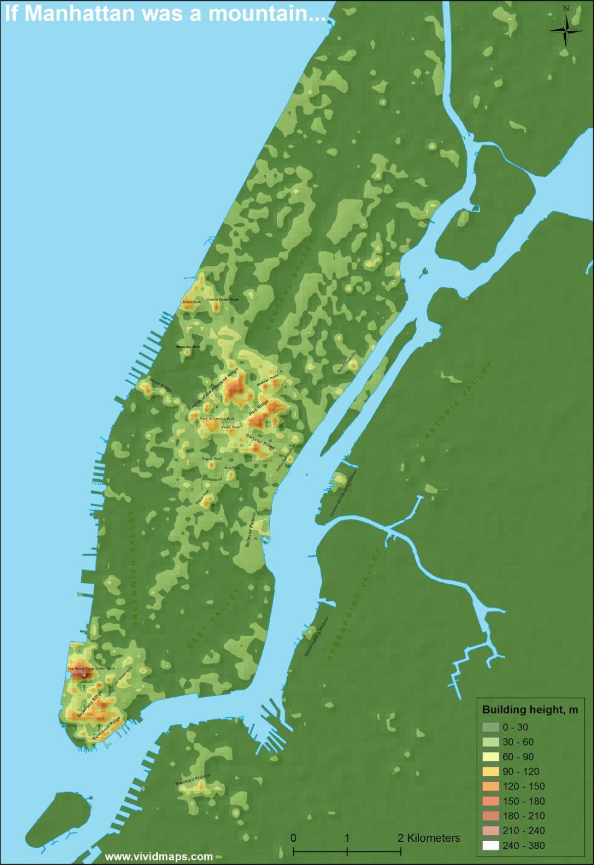 zemljevid Manhattan topografske