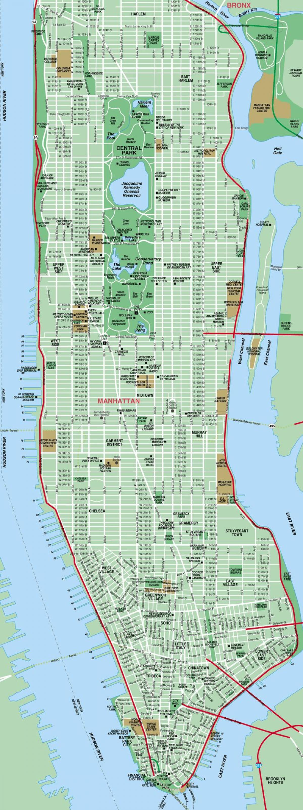 tiskanje ulici zemljevid Manhattan