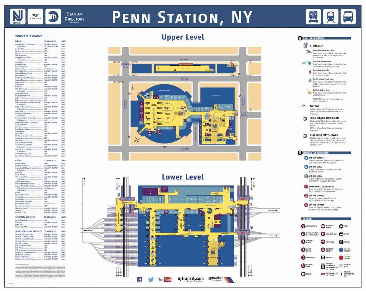 Penn station Manhattan zemljevid