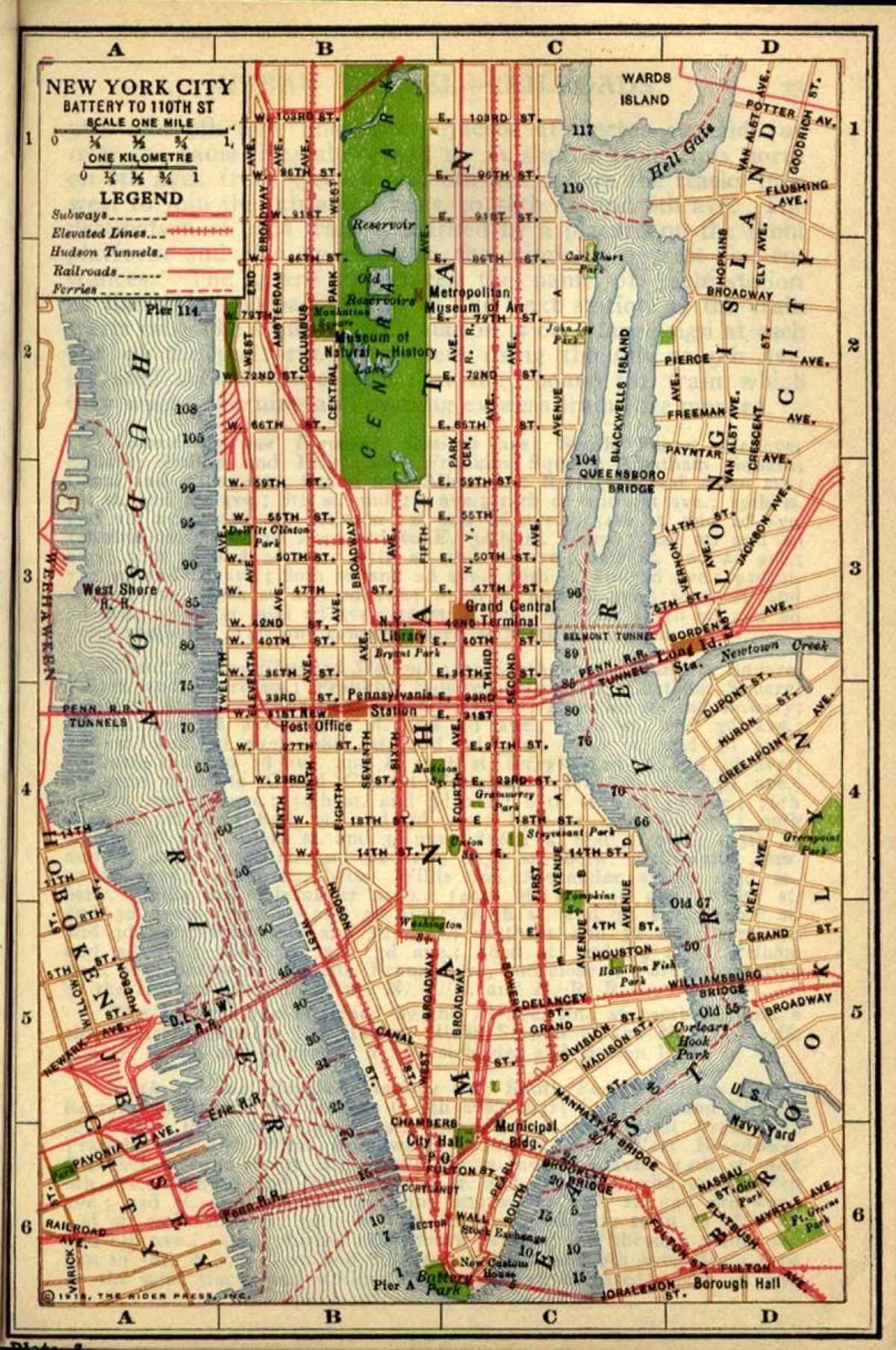 zemljevid stare Manhattan