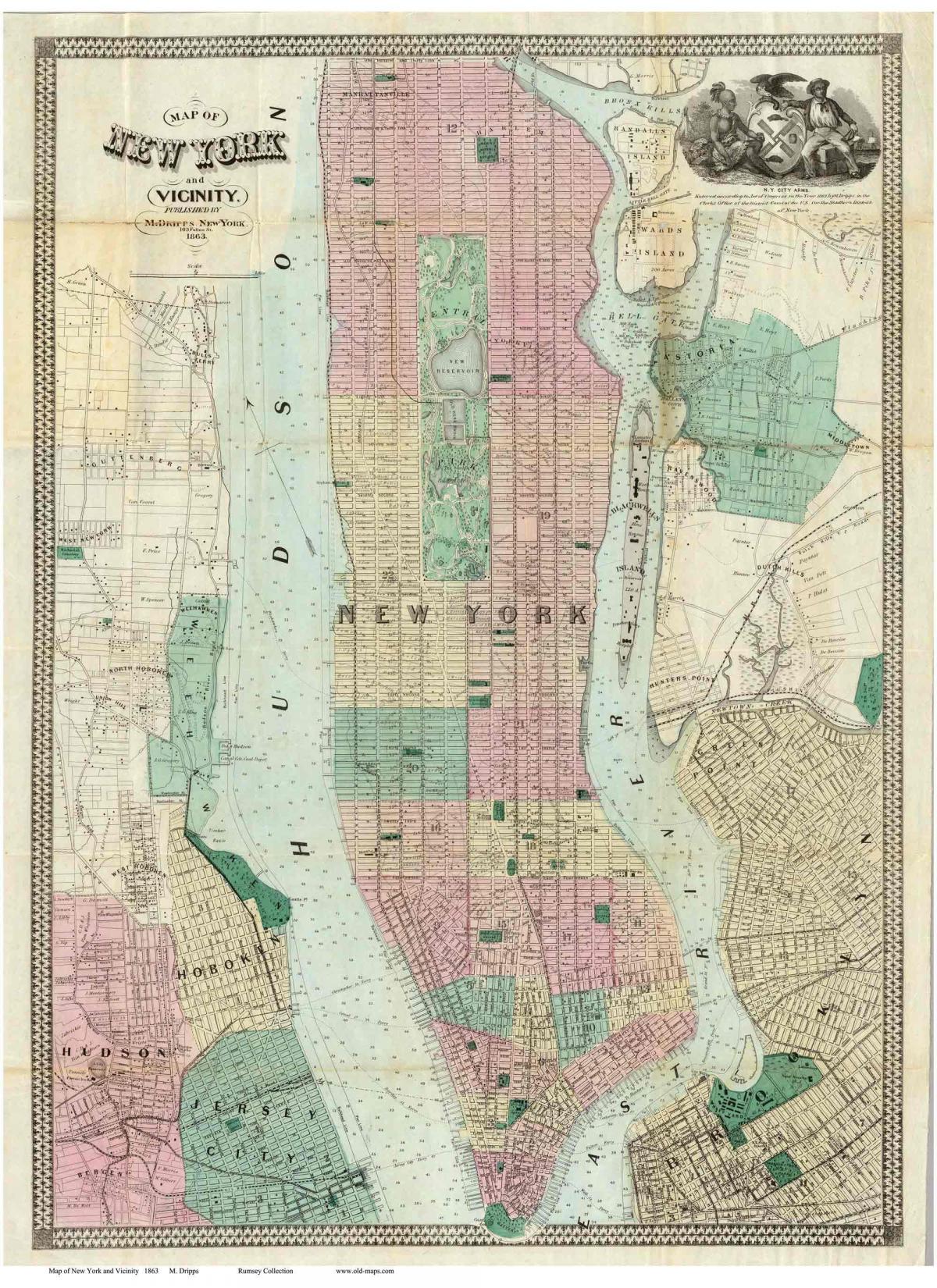 zgodovinski zemljevidi Manhattan