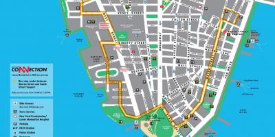Spodnji Manhattan peš ogled zemljevida