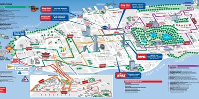 Manhattan turističnih znamenitosti na zemljevidu