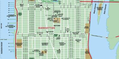 Tiskanje ulici zemljevid Manhattan