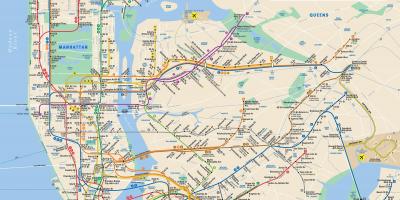 New York Manhattan zemljevid podzemne železnice