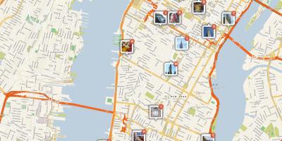 Zemljevid Manhattan z zanimivosti