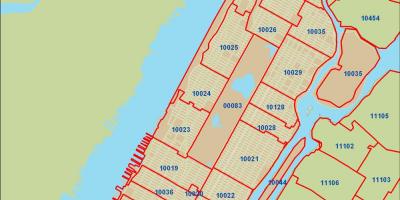 NYC zip kodo zemljevid Manhattan