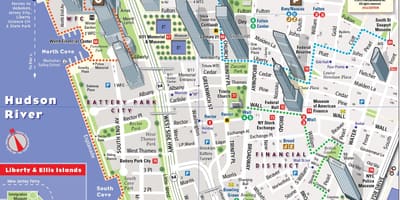 Spodnji Manhattan turistični zemljevid